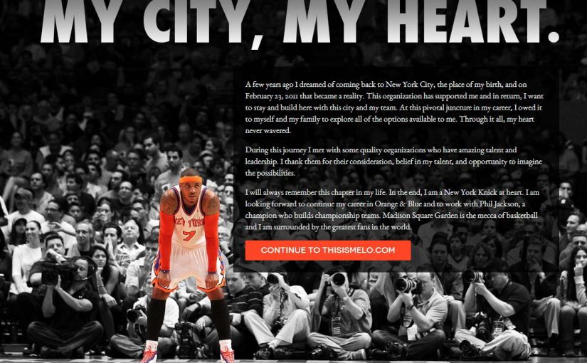 Melo Releases Statement on Knicks Resigning: “I am a New York Knick at heart…”